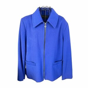 Kristen Blake 100% Wool Full Zip Purple Coat Blazer Women's Size Large